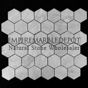 Bianco Carrara Marble 2" Hexagon Mosaic Tile Polished White Carrera