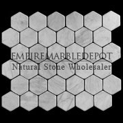 Bianco Carrara Marble 2" Hexagon Mosaic Tile Tumbled White Carrera