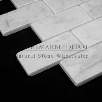 Carrara Marble Italian White Bianco Carrera 2x4 Mosaic Tumbled